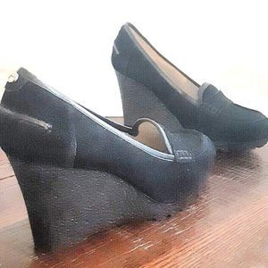 MICHAEL KORS Womens Black wedge shoes size 9.5 10 Suede